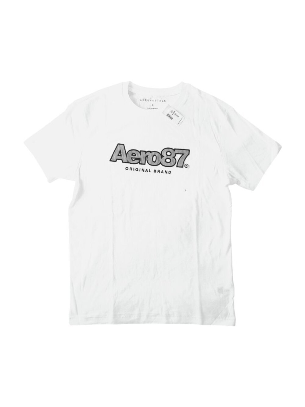 Aeropostale Men White Graphic Crew Neck Logo Tee Shirt S - Picture 1 of 5